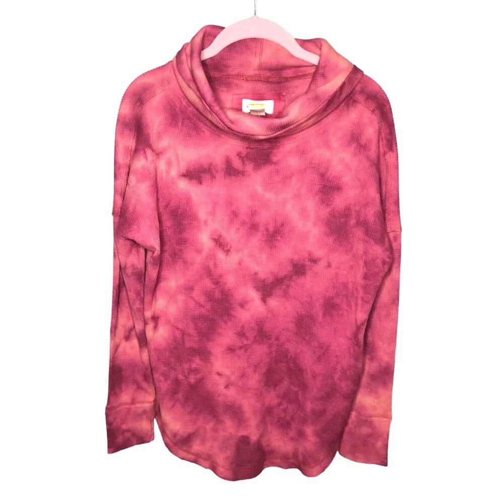 Anthropologie maeve ainsley tie dye cowl turtle neck waffle knit thermal Small